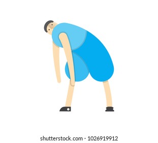 a man warms up his muscles, exercises gymnastics, the athlete stretches,Vector image, flat design, animated cartoon character