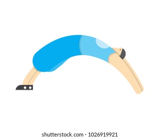 a man warms up his muscles, exercises gymnastics, the athlete stretches,Vector image, flat design, animated cartoon character