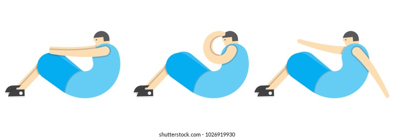 a man warms up his muscles, exercises gymnastics, the athlete stretches,Vector image, flat design, animated cartoon character