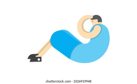 a man warms up his muscles, exercises gymnastics, the athlete stretches,Vector image, flat design, animated cartoon character