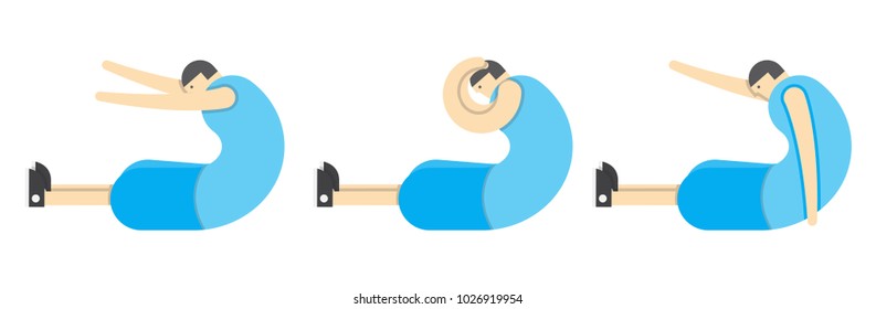 a man warms up his muscles, exercises gymnastics, the athlete stretches,Vector image, flat design, animated cartoon character