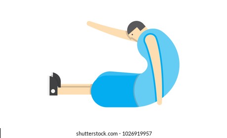 a man warms up his muscles, exercises gymnastics, the athlete stretches,Vector image, flat design, animated cartoon character
