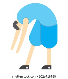 a man warms up his muscles, exercises gymnastics, the athlete stretches,Vector image, flat design, animated cartoon character