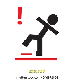 man, warning, slippery, symbol, vector illustration eps10