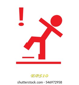 man, warning, slippery, symbol, vector illustration eps10