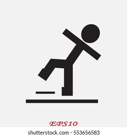 man, warning, slippery, symbol, vector illustration eps10
