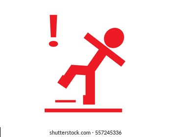 man, warning, slippery, symbol, vector illustration eps10