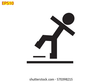 man, warning, slippery, symbol, vector illustration eps10