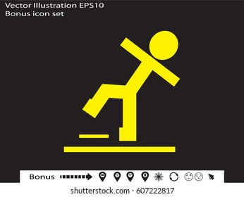 man, warning, slippery, symbol, vector illustration eps10