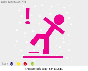 man, warning, slippery, symbol, vector illustration eps10