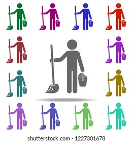 man washes floors icon. Elements of Cleaners in multi color style icons. Simple icon for websites, web design, mobile app, info graphics
