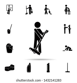Man washes floors icon. Universal set of cleaners for website design and development, app development