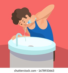 a man washes his nose in order to prevent colds