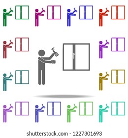the man washes the windows icon. Elements of Cleaners in multi color style icons. Simple icon for websites, web design, mobile app, info graphics