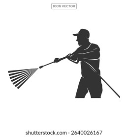 Man washing a car silhouette vector on transparant background 