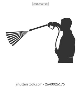 Man washing a car silhouette vector illustration