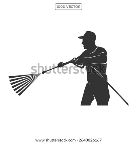 Man washing a car silhouette vector on transparant background 