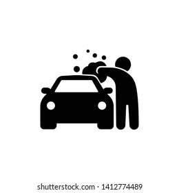 Man Washing Car Vector Icon