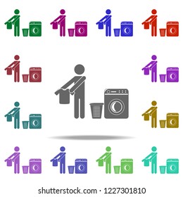 man is washing clothes icon. Elements of Cleaners in multi color style icons. Simple icon for websites, web design, mobile app, info graphics