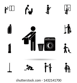 Man is washing clothes icon. Universal set of cleaners for website design and development, app development