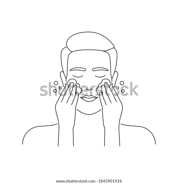 Man Washing Face Facial Cleanser Skin Stock Vector Royalty Free