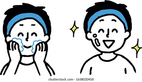 A man washing his face (simple)