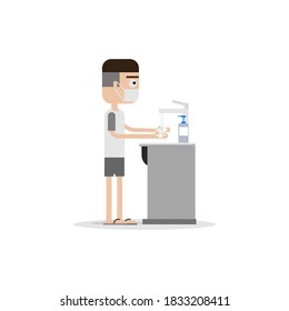 A man washing his own hands.