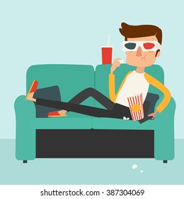 man watch movie