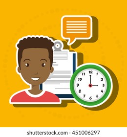 man with watch and papers isolated icon design, vector illustration  graphic 