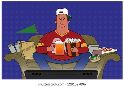 A man watches sports on television.