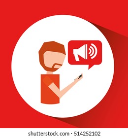 man watching cellphone speaker vector illustration eps 10