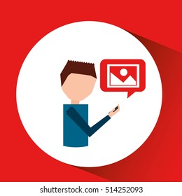 man watching cellphone walked image vector illustration eps 10