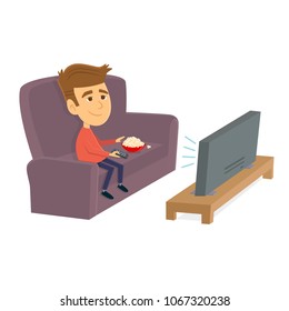 Man watching TV - Shutterstock ID 1067320238