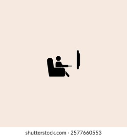 The man is watching TV icon flat vector design.