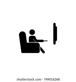 The man is watching TV. A man sits on the sofa and watches a television program icon. Media element icon. Premium quality graphic design. Signs, outline symbols collection icon on white background