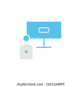 Man watching TV vector concept - tv and man flat icon vector