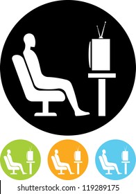 Man Watching TV - Vector Icon Isolated