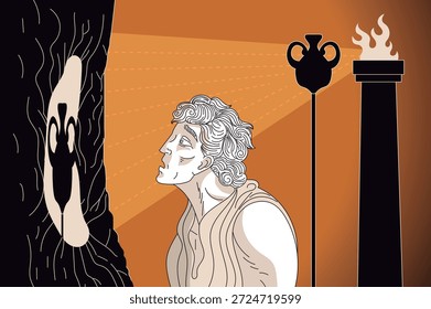 man watching vase shadow like plato cave allegory