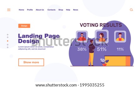 Man watching voting results. Vote, choice, percent flat vector illustration. Democracy and election concept for banner, website design or landing web page