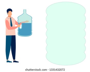 A man, a water delivery officer. Text bubble. In minimalist style. Cartoon flat Vector Illustration