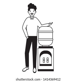 man with water dispenser on white background vector illustration