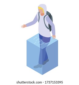 Man in water flood icon. Isometric of man in water flood vector icon for web design isolated on white background
