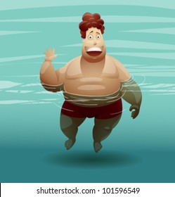 man in water, vector illustration