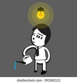 a man with a watering can watering ideas.