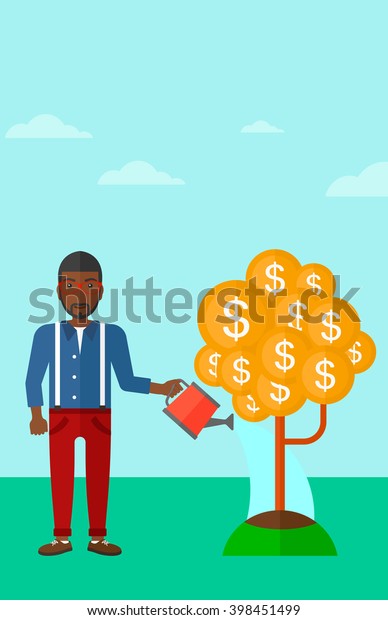 Illustration Of Man Watering Money Stock Vector