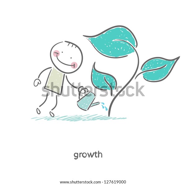 Man Watering Plant Illustration Stock Vector Royalty Free 127619000