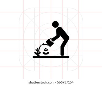 Man Watering Plants Icon