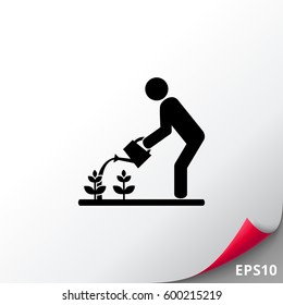 Man Watering Plants Icon