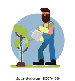 Man watering the tree