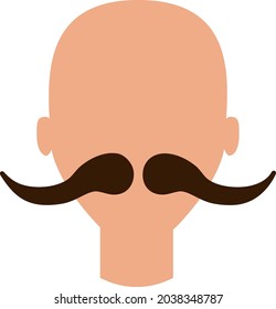 Man with wave mustaches, illustration, vector, on a white background.